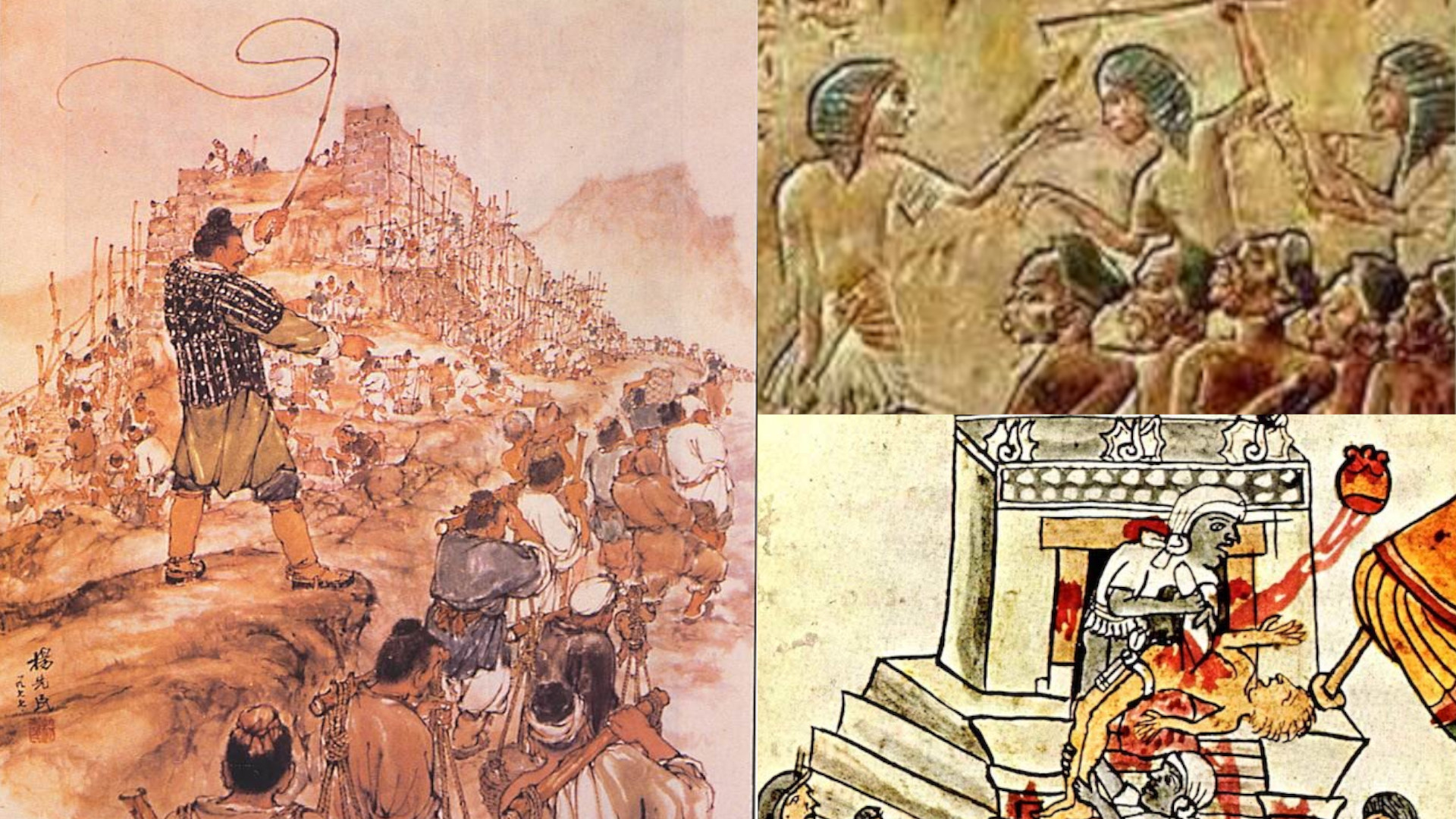 Esclaves chinois, esclaves noirs en Egypte antique, Sacrifice Aztèque